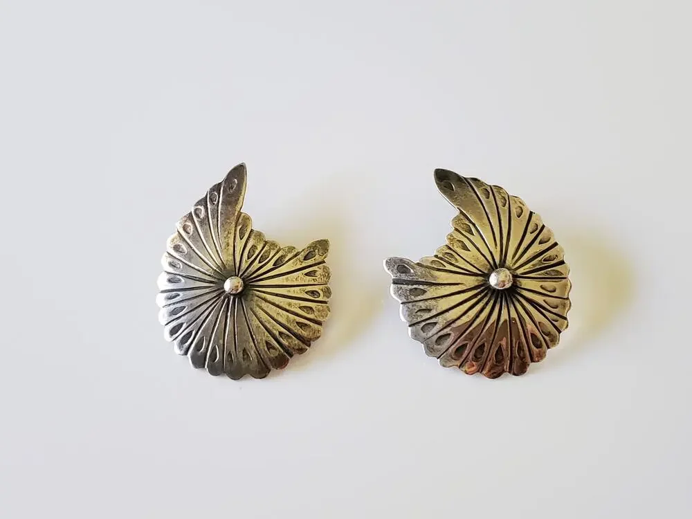 Vintage Navajo Moon Sterling Silver Earrings
